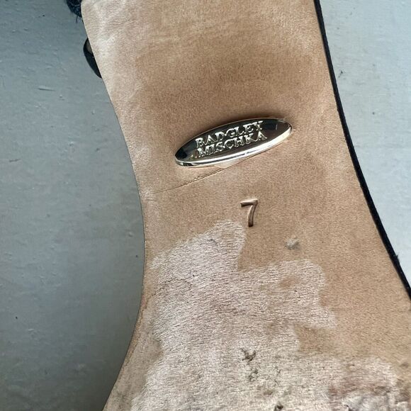 Badgley Mischka Black Fabric w/ Crystal Embellishments & Block Heel Sandals US 7 - Picture 13 of 16